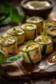 Gegrillte Zucchini-Rollen mit Frischkäse