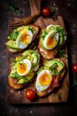 Mini-Bruschetta mit Avocado und Ei