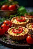 Mini-Quiches mit Ziegenkäse und Tomaten