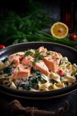 Pasta mit Lachs-Sahne-Sauce