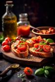 Vegane Bruschetta mit Tomaten und Olivenöl.