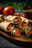 Vegetarische Wrap-Röllchen mit Gemüsefüllung