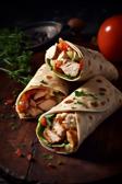 Wraps gefüllt mit Hähnchen und Gemüse.